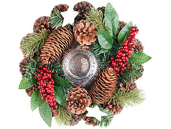 Britesta Handgefertigtes Weihnachts- & Adventsgesteck mit Teelicht-Halter, 23cm Britesta Weihnachts- und Adventsgestecke