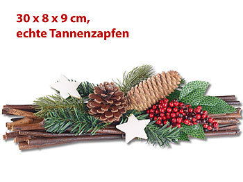 Weihnachtsgesteck: Britesta Handgefertigtes Weihnachts- & Adventsgesteck, echte Tannenzapfen, 30cm