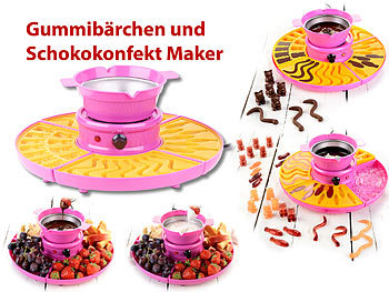 Gummibärchenform: Rosenstein & Söhne Gummibärchen-Maschine und Schokokonfekt-Maker mit Gussformen-Set, 25 W