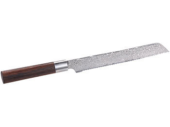 Küchenmesser: TokioKitchenWare Handgefertigtes Marken-Damast-Brotmesser mit 20-cm-Klinge