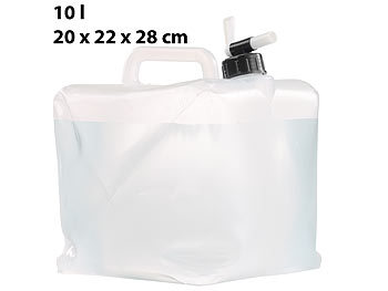 Faltkanister: Semptec Faltbarer Wasserkanister mit Zapfhahn, 10 Liter, ideal für Trinkwasser