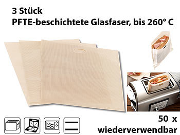 Toast Bag: Rosenstein & Söhne 3x Dauer-Antihaft-XL-Toastabags für Toaster, Mikrowelle & Backofen