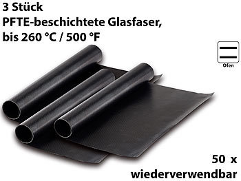Grillfolie: Rosenstein & Söhne Dauer-BBQ-Grillmatte & Antihaft-Bratfolie aus Glasfaser, 3 Stück