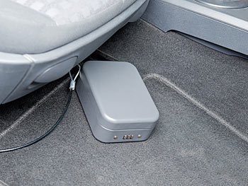 Xcase Mini-Stahl-Safe für Reise & Auto, Zahlenschloss, Sicherungskabel, 0,7l