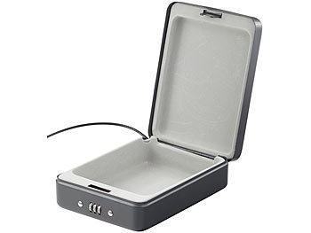 Xcase Mini-Stahl-Safe für Reise & Auto, Zahlenschloss, Sicherungskabel, 1 l