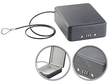 Autosafe: Xcase Mini-Stahl-Safe für Reise & Auto, Zahlenschloss, Sicherungskabel, 1 l