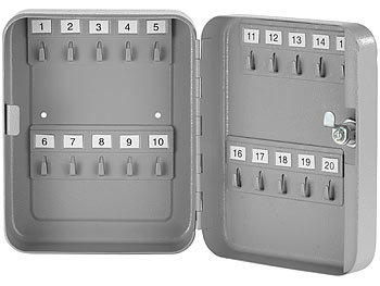 Xcase Stahl-Schlüsselschrank für 20 Schlüssel mit 2 Sicherheitsschlüsseln
