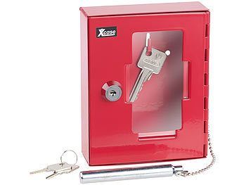 Xcase Profi-Notschlüssel-Kasten mit Einschlag-Klöppel & Sicherheits-Schloss