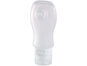 Reise Shampoo Behälter: Semptec Silikon-Reiseflasche mit Saugnapf, 89 ml, lebensmittelecht