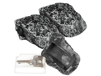 Schlüssel Stein: Lunartec 3er-Set Schlüsselversteck in Stein-Optik