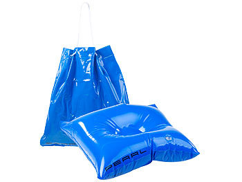 Aufblasbare Tasche: PEARL 2in1-Strandtasche und aufblasbares Schwimmkissen, 31 x 33 cm