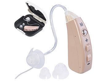 Hörgerät mit Ohrbügel: newgen medicals Akku-HdO-Hörverstärker HV-633 mit zwei Klangkulissen-Modi, 42 dB