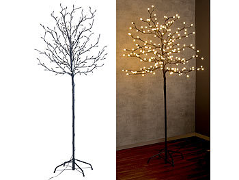 LED Dekobaum: Lunartec LED-Deko-Baum mit 200 beleuchteten Knospen, 150 cm, drinnen & draußen