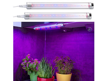 Lunartec 2er-Set LED-Pflanzenunterbauleuchte mit Rot-Blau-Lichtkombination
