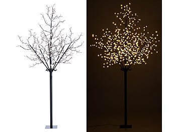 Lichterbaum außen: Lunartec LED-Deko-Baum mit 600 beleuchteten Blüten, 250 cm, für innen & außen