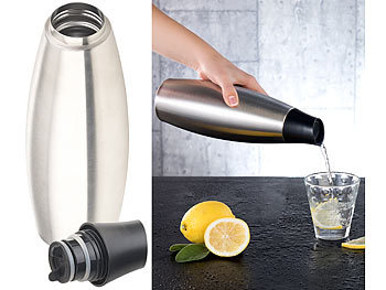 Vakuum-Isolierflasche: Carlo Milano Design-Thermo-Isolierflasche mit Klick-Verschluss, Edelstahl, 650 ml