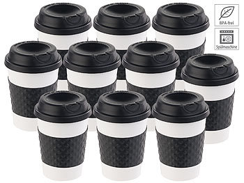 Isobecher: PEARL 10er-Set Coffee-to-go-Becher, Deckel, 350 ml, doppelwandig, BPA-frei