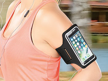 PEARL sports Sport-Armband-Tasche für Smartphones & iPhones bis 5,5", schweißfest