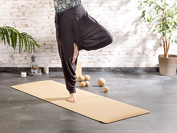newgen medicals Rutschfeste Yoga-Matte aus Kork und Natur-Kautschuk, 183 x 61 x 0,5 cm