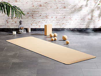 newgen medicals Rutschfeste Yoga-Matte aus Kork und Natur-Kautschuk, 183 x 61 x 0,5 cm