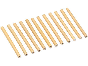 Rosenstein & Söhne 48 Bambus-Trinkhalme 130 mm, wiederverwendbar, mit Reinigungsbürste