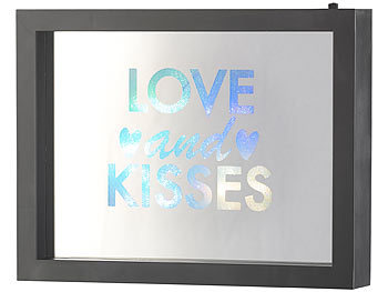 infactory Deko-Spiegel mit Glitzerschrift "Love and Kisses" und LED-Beleuchtung