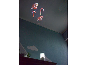 Lunartec LED-Projektions-Kerze, 24 weihnachtliche Motive, Fernbedienung, 15 cm