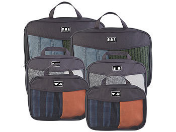 Kofferorganizer: Semptec 6-teiliges Kompressions-Kleidertaschen-Set füs Reisegepäck, 2 Größen