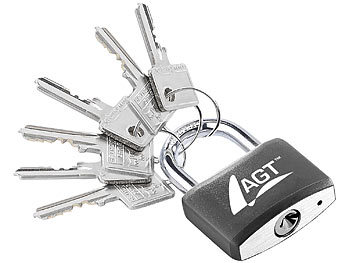 Vorhängeschloss: AGT Vorhänge-Schloss aus Aluminium, Messing & Stahl, 43 mm, 6 Schlüssel