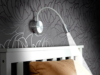 Lunartec LED-Bett- & Lese-Leuchte mit Schwanenhals, Wandmontage, 3 W, kaltweiß