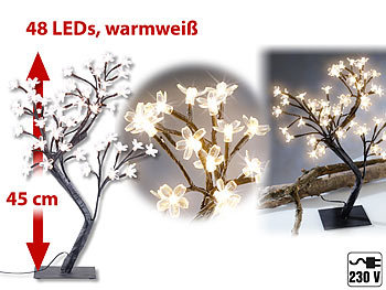 Lichtbaum LED: Lunartec LED-Lichterbaum mit 48 leuchtenden Blüten und Sockel, 45 cm