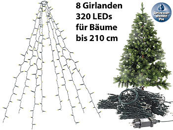 Weihnachtsbaumüberwurf: Lunartec Weihnachtsbaum-Überwurf-Lichterkette mit 8 Girlanden & 320 LEDs, IP44
