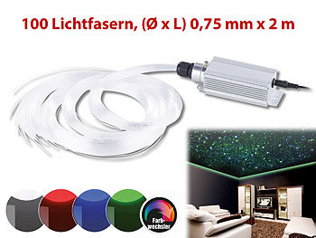 Glasfaserlicht: Lunartec Glasfaser-RGB-LED-Sternenhimmel mit Fernbedienung und 100 Lichtfasern