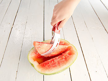 PEARL 2in1-Wassermelonenschneider und Servierzange aus rostfreiem Edelstahl