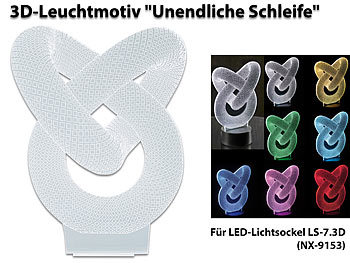3D Hologramm Lampe: Lunartec 3D-Leuchtmotiv "Unendliche Schleife" für Deko-LED-Lichtsockel LS-7.3D