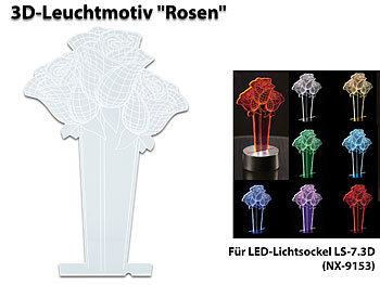 3D-Hologramm-LED: Lunartec 3D-Leuchtmotiv "Rosen" für Deko-LED-Lichtsockel LS-7.3D