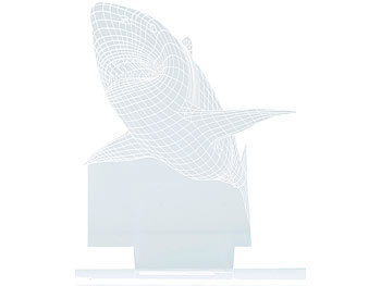 Lunartec 3D-Hologramm-Lampe mit Leuchtmotiv "Hai", 7-farbig