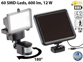 Wandfluter aussen: Luminea Solar-LED-Wand-Fluter für außen, mit Bewegungssensor, 600 Lumen, IP44