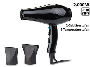Handföhn: Sichler Beauty Profi-Haartrockner mit 2 Gebläse- und 3 Temperaturstufen, 2.000 Watt