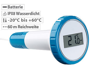 Thermometer wasserdicht: infactory Zusätzliches Funk-Poolthermometer für PT-250, wasserdicht IPX8