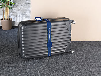 PEARL Stabiler Gepäck- & Koffergurt (5 x 200cm) mit Kofferanhänger, 3er-Set
