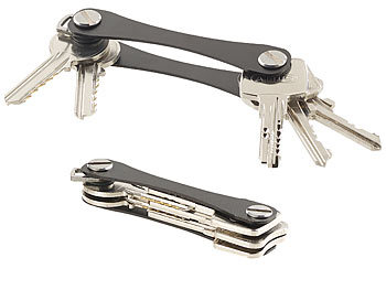 Schlüsseletui: PEARL Schlüssel-Organizer mit Alu-Gehäuse für bis zu 6 Schlüssel, schwarz