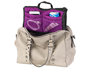 Kulturbeutel: Xcase Handtaschen-Organizer mit 13 Fächern, 26 x 16 x 8 cm, waschbar, lila