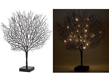 Deko Baum: Lunartec Moderner Lichterbaum mit 25 warmweißen LEDs, 50 cm, schwarz