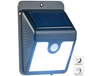 Solar Beleuchtung: Luminea Solar-LED-Wandleuchte mit Bewegungssensor & Nachtlicht-Funktion, 50 lm