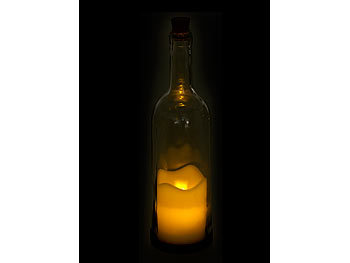Deko-Glasflasche mit LED-Echtwachskerze