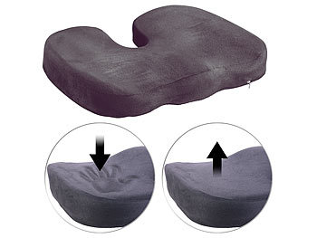 ergonomisches Sitzkissen Auto: Lescars Memory-Foam-Sitzkissen für bequemes Sitzen im Auto, Büro u.v.m.