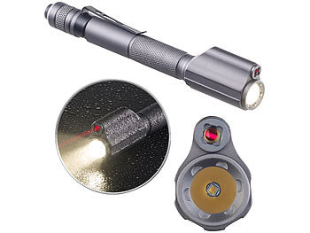 Laser Lampe: KryoLights 2in1-Profi-Pen-Light, LED-Taschenlampe & Laser-Pointer, 110 lm, 3 W