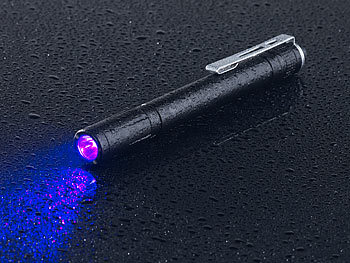 KryoLights Profi-Pen-Light mit UV-LED-Taschenlampe, 395 nm, Aluminium, IPX4