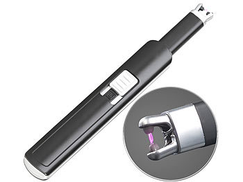 Feuerzeug ohne Gas: PEARL Elektronischer Lichtbogen-Stabanzünder, USB, 100 Zündungen pro Ladung